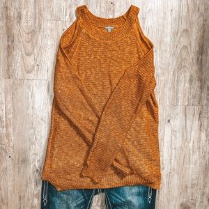 Dressy Pumpkin Sweater With Open Shoulders